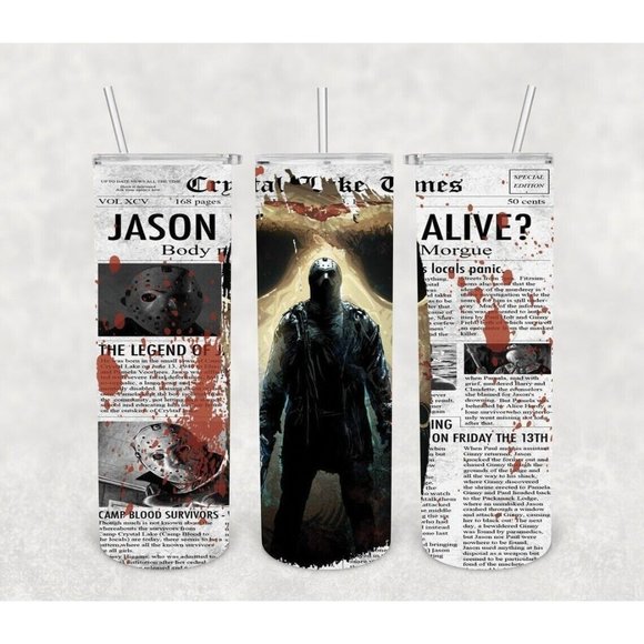 Handmade Other - Jason Friday the 13th  Horror Movie Design 20oz Skinny Tumblers Double Insulated